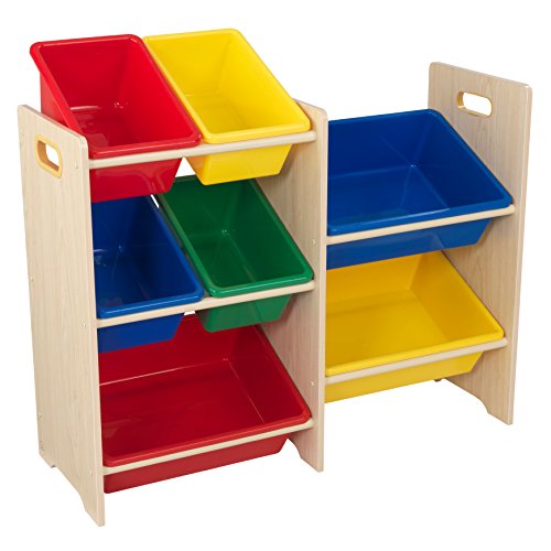 KidKraft 15470 Estantería infantil Sort It and Store It con 7 contenedores para almacenaje, muebles para salas de juego y dormitorio de niños - Primario y natural