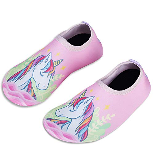 Kids Beach Swim Shoes Water Sport Shoes Barefoot Skin Boys Girls Baby Non-Slip Quick Dry Barefoot Aqua Socks Pool Surfing Yoga Garden(DJ.BM.Rose 22/23 EU)