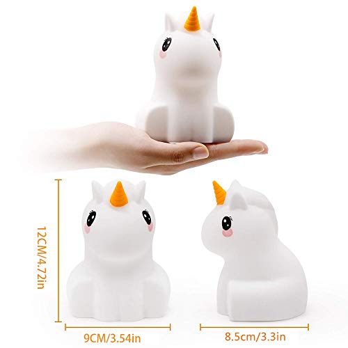 Kids Night Light Cute Unicorn LED Luz de silicona Lámpara de estado de ánimo con control remoto, Dormitorio recargable portátil Lámparas de noche para bebés Juguetes para niñas