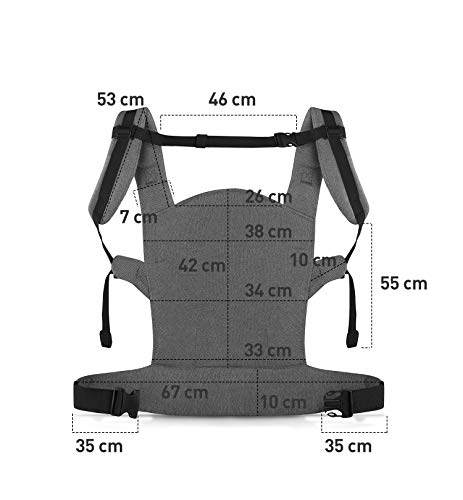 Kinderkraft Mochila Portabebé MILO, Canguro, Ergonómico, Transpirable, Gris