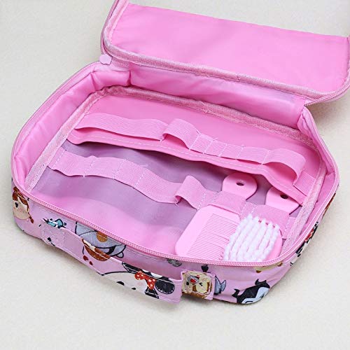 Kit de cuidado de bebé Moonvvin 13pcs / set Conjunto de aseo para recién nacidos Accesorios esenciales para el cuidado de la salud para viajes en el hogar Uso con bolsa de transporte (Rosa)