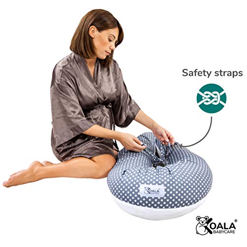 Koala Babycare® Almohada para Embarazadas para Dormir y Amamantar U Pillow con Soporte Lumbar, Cervical - Cojin Maternidad con Cordones de Seguridad - re-Ductor de Cuna y paracho-ques - KHUGS Plus