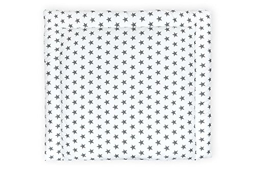 KraftKids -Cambiador de estrellas grises sobre fondo blanco, medidas: 75 x 70 cm y 60 x 70 cm, apto para cambiadores Malm o Hemnes Talla:Wickelauflagengröße 78x78 cm (BxT)