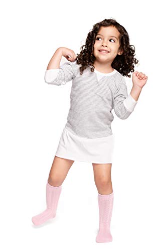 LA Active Calcetines Altos Rodilla Antideslizantes - 5 Pares - para Bebé Niños Niñas Infantil - Algodón de Hilo Tejida (Pasteles, 12-36 Meses)