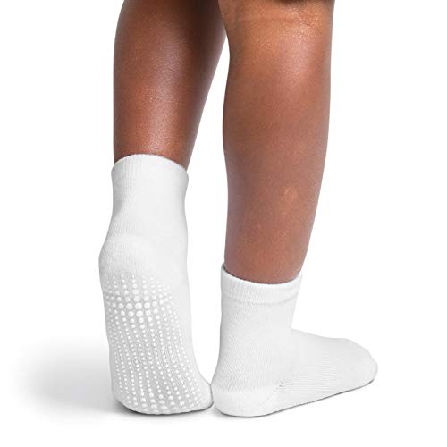 LA Active Calcetines Deportivos Antideslizantes - 6 Pares - Bebé Niño Pequeño Infante Recién Nacido Chicos Chicas Anti Deslizante/Patinazos (Blanco, 12-36 Meses)