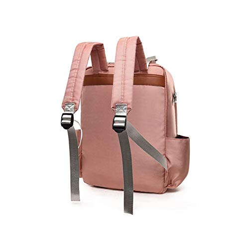 La bolsa de pañales de bebé impermeable de múltiples funciones del panal del pañal del viaje Mochila bolsas de mano con tirantes anchos para ambos Lu papá Rosa