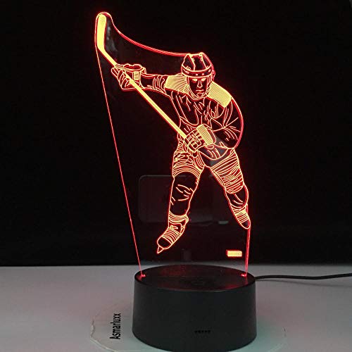 Lámpara De Ilusión 3D Luz Nocturna Led Juego De Hockey Sobre Hielo 7 Color Visual Para Niños Touch Usb Lámpara De Mesa Cumpleaños Para Niños Regalos De Vacaciones