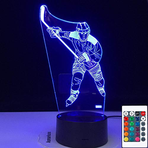 Lámpara De Ilusión 3D Luz Nocturna Led Juego De Hockey Sobre Hielo 7 Color Visual Para Niños Touch Usb Lámpara De Mesa Cumpleaños Para Niños Regalos De Vacaciones