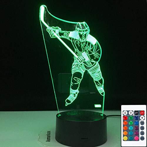 Lámpara De Ilusión 3D Luz Nocturna Led Juego De Hockey Sobre Hielo 7 Color Visual Para Niños Touch Usb Lámpara De Mesa Cumpleaños Para Niños Regalos De Vacaciones