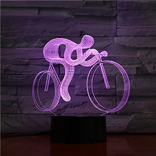 Lámpara de ilusión Luces 3D Paseo en bicicleta Arte abstracto Venta caliente Ilusión 3D Hermosos regalos de vacaciones para niños Luces LED de noche USB