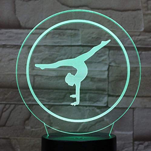 Laser Cut Bluetooth App 3D Vision LED Night Light 7 y 16M Color USB Gym Gymnast Tienda familiar Ambiente romántico niños amigos regalos de vacaciones