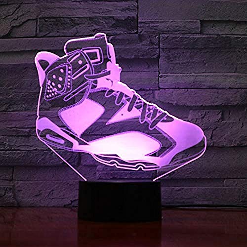 Laser Cut Bluetooth App 3D Vision LED Night Light 7 y 16M Color USB Zapatillas de baloncesto Dimmable Tienda familiar Ambiente romántico niños amigos regalos de vacaciones