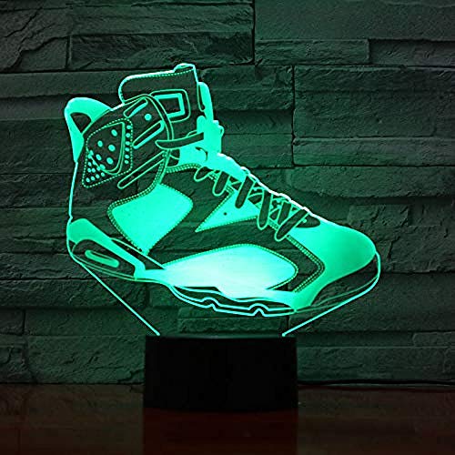 Laser Cut Bluetooth App 3D Vision LED Night Light 7 y 16M Color USB Zapatillas de baloncesto Dimmable Tienda familiar Ambiente romántico niños amigos regalos de vacaciones