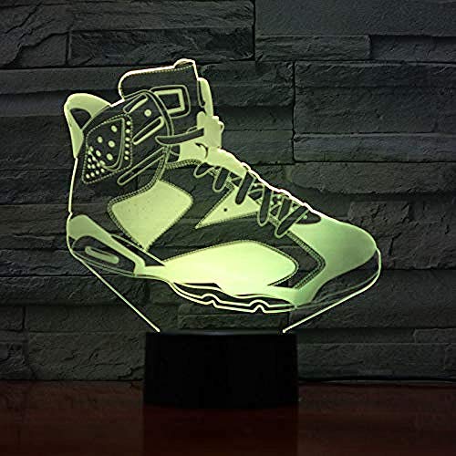 Laser Cut Bluetooth App 3D Vision LED Night Light 7 y 16M Color USB Zapatillas de baloncesto Dimmable Tienda familiar Ambiente romántico niños amigos regalos de vacaciones