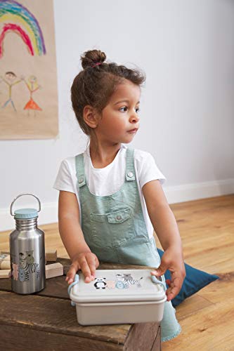 LÄSSIG Botella de acero inoxidable para niños Botella de bebida Botella de acero inoxidable y sin BPA a prueba de fugas Acerca de Friends, gris