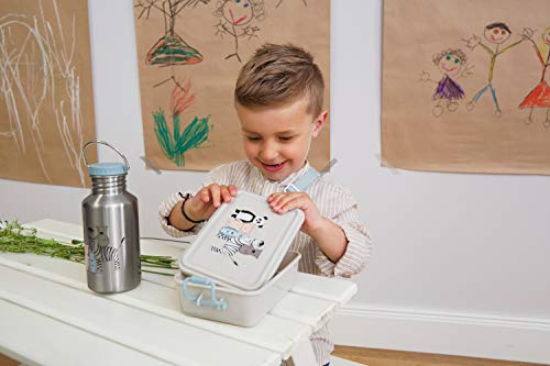 LÄSSIG Botella de acero inoxidable para niños Botella de bebida Botella de acero inoxidable y sin BPA a prueba de fugas Acerca de Friends, gris