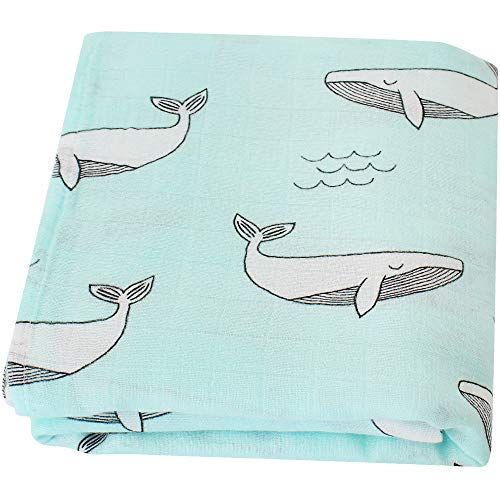 Lebze Muselina Manta Bebé -"Diente de Ballena" Bambú Algodón Bebé Chica o Baby Boy Mantas 120x120 cm Swaddle