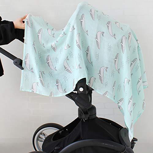 Lebze Muselina Manta Bebé -"Diente de Ballena" Bambú Algodón Bebé Chica o Baby Boy Mantas 120x120 cm Swaddle