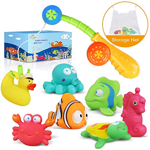 Lehoo Castle Juguetes de baño Bebe, Juguetes Bañera Flotante con Juegos de Pesca, Juguetes Piscina para Niño con Bolsa de Almacenamiento