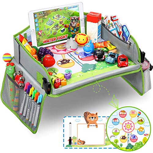 LENBEST Mesa Coche para Niños, Mesa para Niños en la Asiento de Coche, Tablero Impermeable del Coche, Viajan Niños Play Tray, Mesa para Niños, Bandeja para Coche, Cochecito, Avión