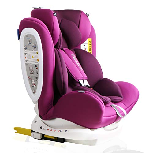 LETTAS Silla de Coche con isofix, Grupos 0+1/2/3 (0-36 kg, 0-12 años)-Púrpura