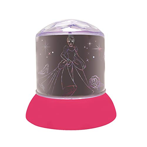 LEXIBOOK Disney Princesas-Luz Nocturna, quitamiedos con proyecciones Luminosas en el Techo, lámparita de Noche Multico Cenicienta, Bella, Ariel multicolor-NLJ030DP, Color Rosa