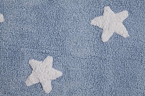 Lorena Canals – Alfombra para bebé (lavable azul estrellas/blanco)