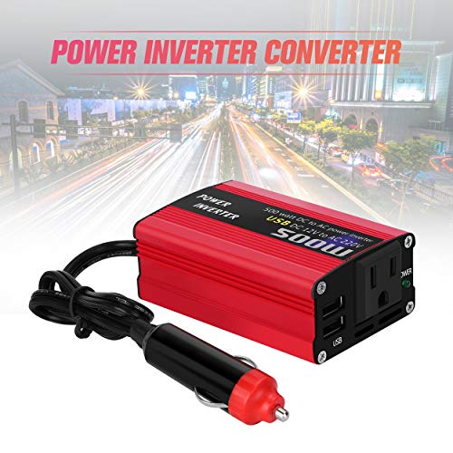 Losenlli 500W DC a AC Convertidor de corriente DC 12V a 110V 220V AC Inversor automático de automóviles Transformador con adaptador de coche USB doble