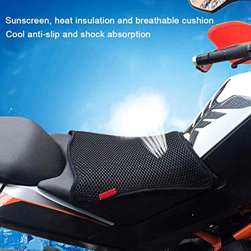 Lounayy Funda De Asiento Cool De Motocicleta Moda Basica Protector De Cojín De Tela De Malla 3D Universal Funda De Asiento Resistente Al Calor Cojín De Malla De Malla Transpirable Accesorios De Motoci