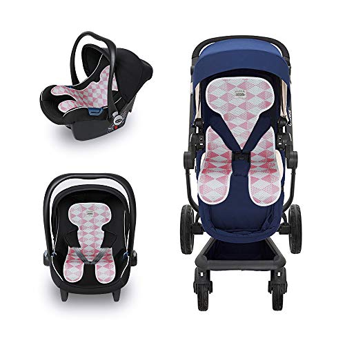 Luchild Colchoneta Silla Paseo Universal Colchoneta para Cochecito y Carro Bebe Transpirable Cojín Cómodo Respirable del Niño-Rosa