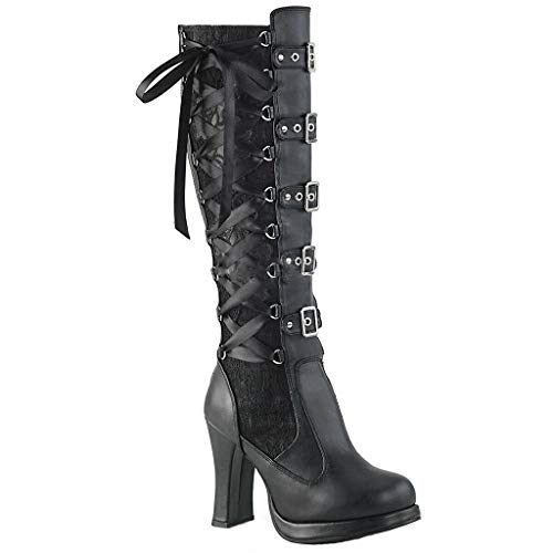 Luckycat Botas para Mujer, Mujeres Rodilla Alta Becerro Biker Botas señoras Zip Punk Militar Combate ejército Botas para Cosplay Botas Martin para Mujer Chica Nina