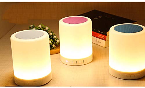 Luz de audio Bluetooth, lámpara de mesa con atenuación táctil, soporte para Bluetooth, tarjeta TF y enlace AUX, carga USB, altavoz manos libres. (white)