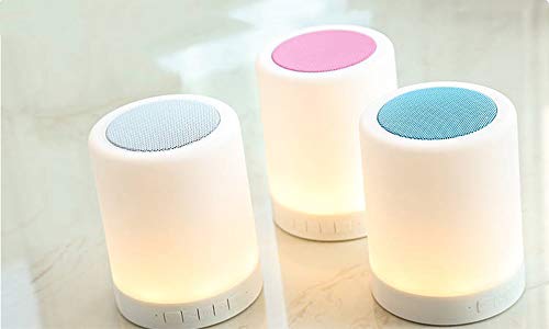 Luz de audio Bluetooth, lámpara de mesa con atenuación táctil, soporte para Bluetooth, tarjeta TF y enlace AUX, carga USB, altavoz manos libres. (white)