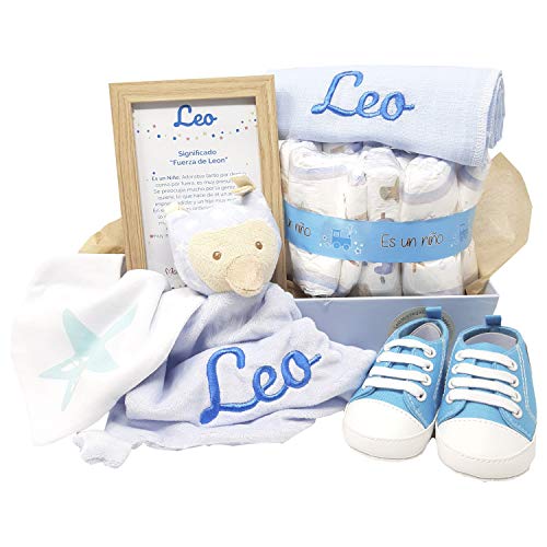 MabyBox Sneakers | Canastilla de Bebe | Regalo original Recien Nacido | Cesta de Bebe Personalizada | Regalos bebé (azul, 0-3 meses)