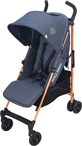 Maclaren Quest - Silla de paseo para bebé, asiento multiposición, capota extensible con UPF 50+, suspensión en las 4 ruedas, hasta los 25kg, color denim indigo