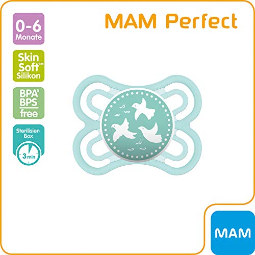 Mam Perfect Day & Perfect Night Chupete 0-6 Soft Colours / Juego De 4 / Incluye 4 ster ilisi ertra port Cajas