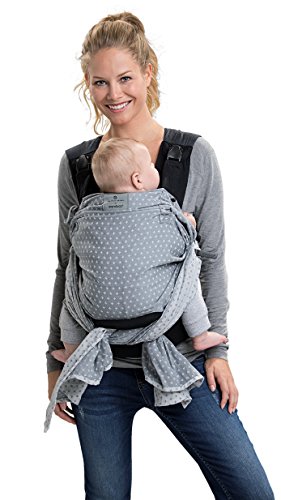 manduca Duo Portabebe > WildCrosses grey/gris < Innovador Sistema Click&Tie, Mochila y Fular Portabebés en Uno, Otimizado para Llevar Delante del Vientre, para Recién Nacidos & Bebés (3,5-15 kg)