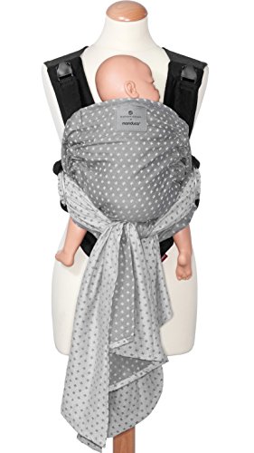 manduca Duo Portabebe > WildCrosses grey/gris < Innovador Sistema Click&Tie, Mochila y Fular Portabebés en Uno, Otimizado para Llevar Delante del Vientre, para Recién Nacidos & Bebés (3,5-15 kg)