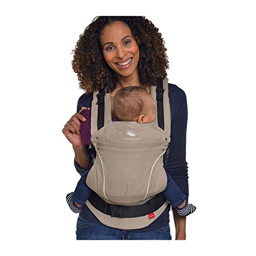 manduca First Baby Carrier > PureCotton < Mochila Portabebe Ergonomica, Algodón Orgánico, Extensión de Espalda Patentada, para Recién Nacidos y Bebés de 3,5 a 20 kg (PureCotton (modelo obsoleto), DesertStand (beige))