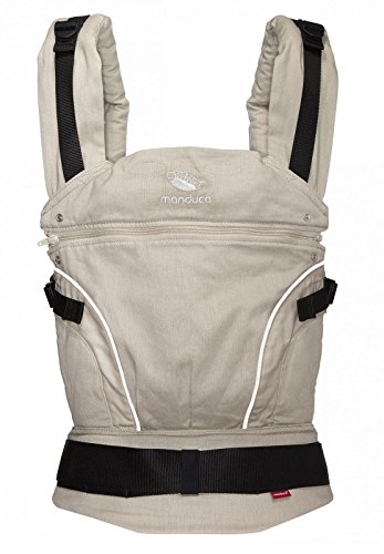 manduca First Baby Carrier > PureCotton < Mochila Portabebe Ergonomica, Algodón Orgánico, Extensión de Espalda Patentada, para Recién Nacidos y Bebés de 3,5 a 20 kg (PureCotton (modelo obsoleto), DesertStand (beige))