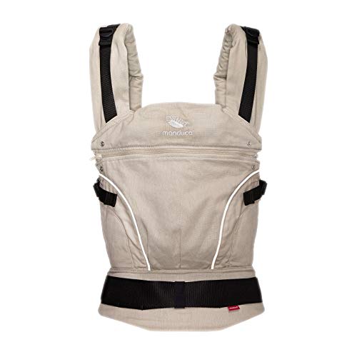 manduca First Baby Carrier > PureCotton < Mochila Portabebe Ergonomica, Algodón Orgánico, Extensión de Espalda Patentada, para Recién Nacidos y Bebés de 3,5 a 20 kg (PureCotton (modelo obsoleto), DesertStand (beige))