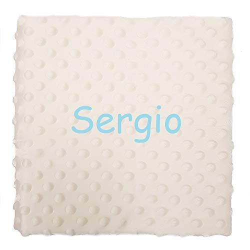 Manta bebe personalizada con nombre bordado. Medidas 80x110 cm. Tacto terciopelo (Beige)