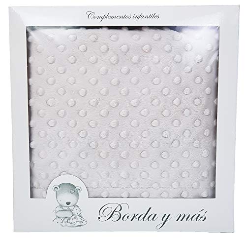 Manta bebe personalizada con nombre bordado. Medidas 80x110 cm. Tacto terciopelo (Gris)