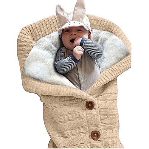 Manta cambiador para bebés recién nacidos, gruesa y cálida, manta de punto más terciopelo, saco de dormir de forro polar para bebé o niño beige beige