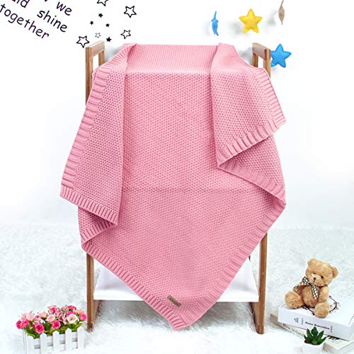 Manta de Punto para bebé para niños y niñas de 40 x 30 Pulgadas, Manta de Ganchillo de Punto para recién Nacido, Manta para Cochecito Rosa Rosa