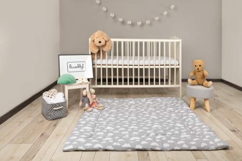 Manta para bebé de gatear y Alfombra de juego para bebés I Gris Nubes I para Parque bebe 100x100 / 120x120 - SWADDYL (100x100)