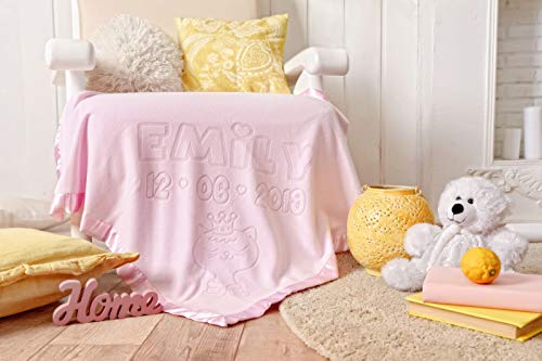 Manta Personalizada Para Bebé con nombre y fecha de nacimiento Regalo para recién nacido, tamaño 88x88CMCM Rosa