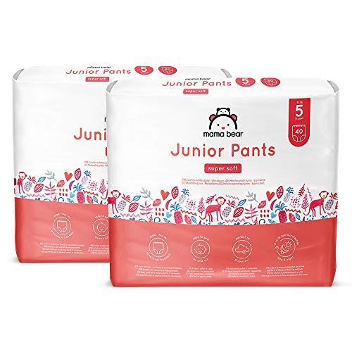 Marca Amazon- Mama Bear Pañal de aprendizaje junior- Talla 5 (13-20kg), 80 pañales (2x40)