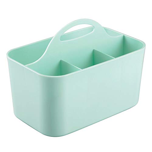 mDesign Cesta de bebé – Cesta organizadora de juguetes, champú, termómetro, cremas - Bolsa de bebé color menta