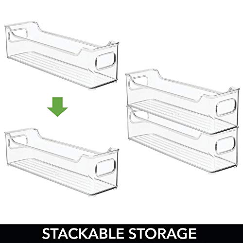 mDesign Juego de 2 cestas organizadoras para artículos de bebé – Caja para bebé con prácticas asas, sin tapa – Espacioso contenedor de plástico sin BPA para juguetes, pañales y más – transparente